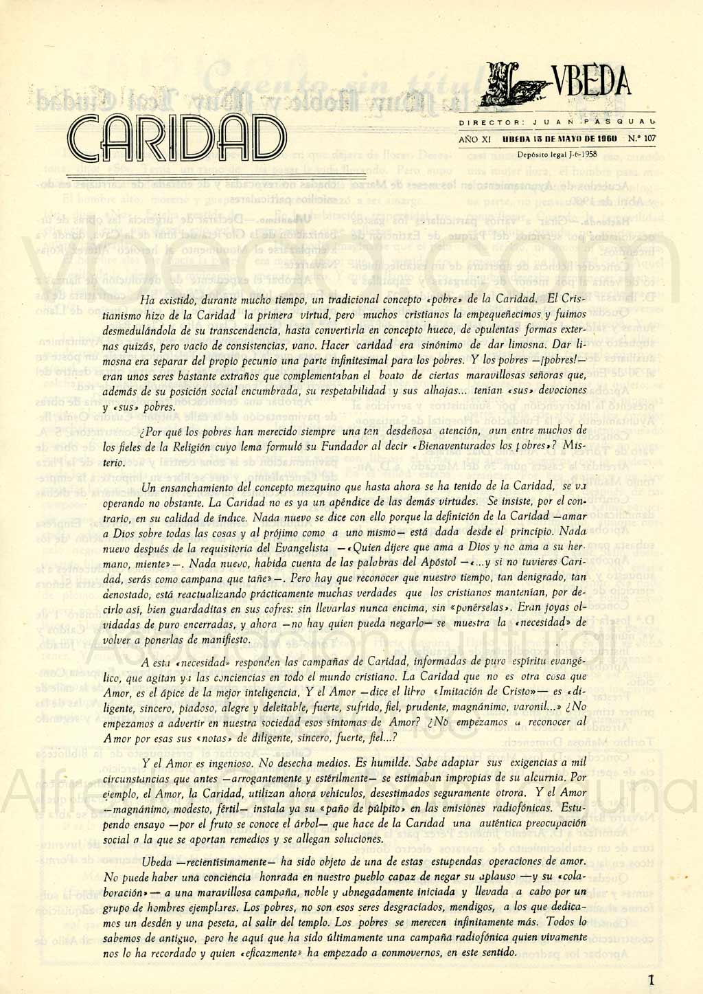 Revista Vbeda. Ao 11. N 107 de 15 de mayo de 1960
