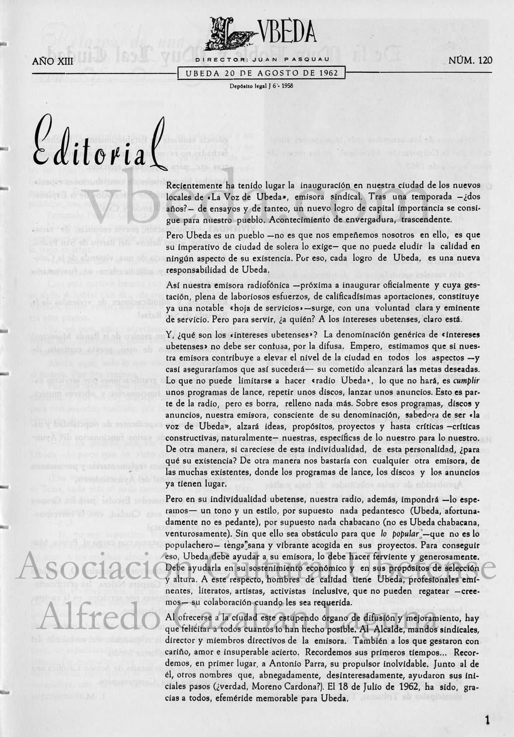 Revista Vbeda. Ao 13. N 120 de 20 de agosto de 1962