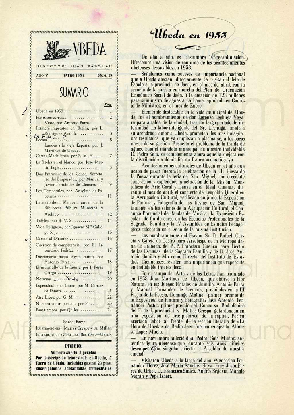 Revista Vbeda. Ao 5. N 49 de enero de 1954