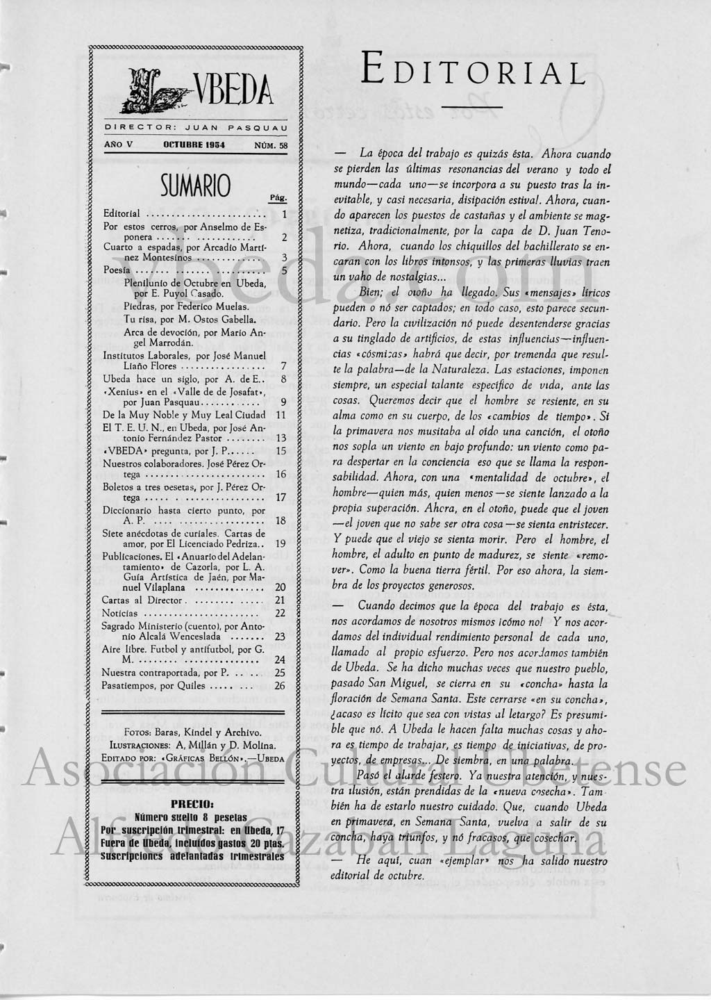 Revista Vbeda. Ao 5. N 58 de octubre de 1954