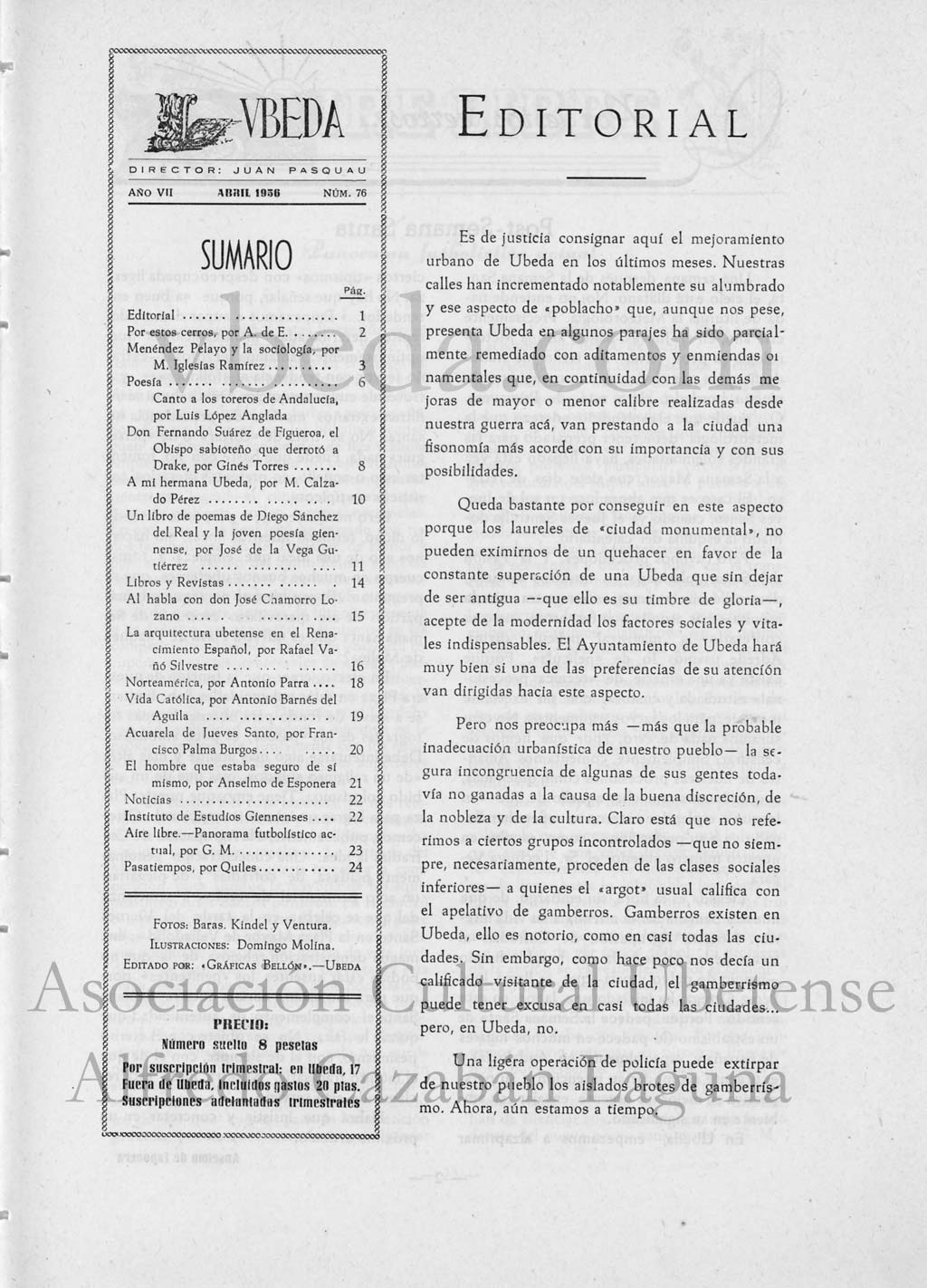 Revista Vbeda. Ao 7. N 76 de abril de 1956