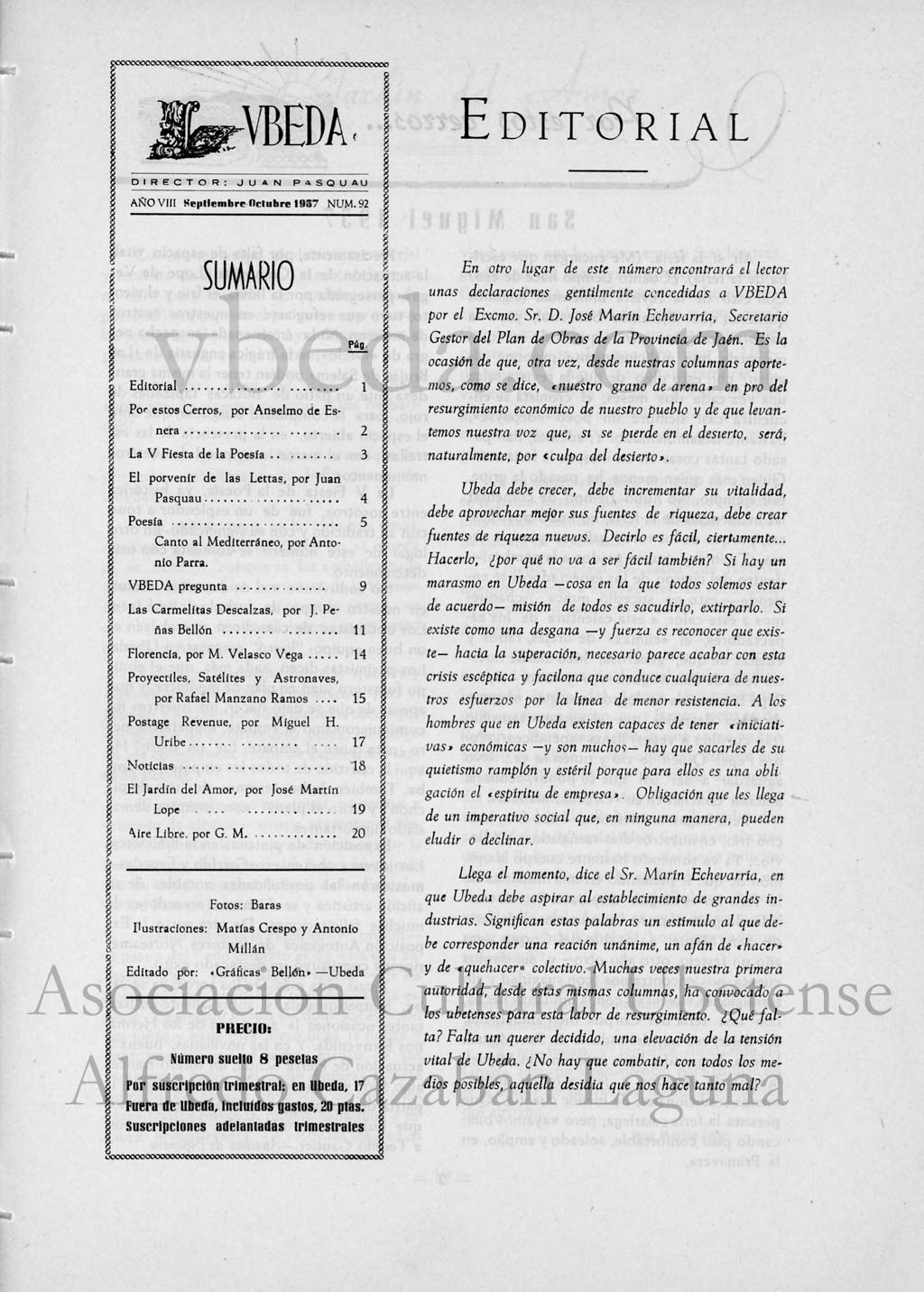 Revista Vbeda. Ao 8. N 92 de septiembre-octubre de 1957