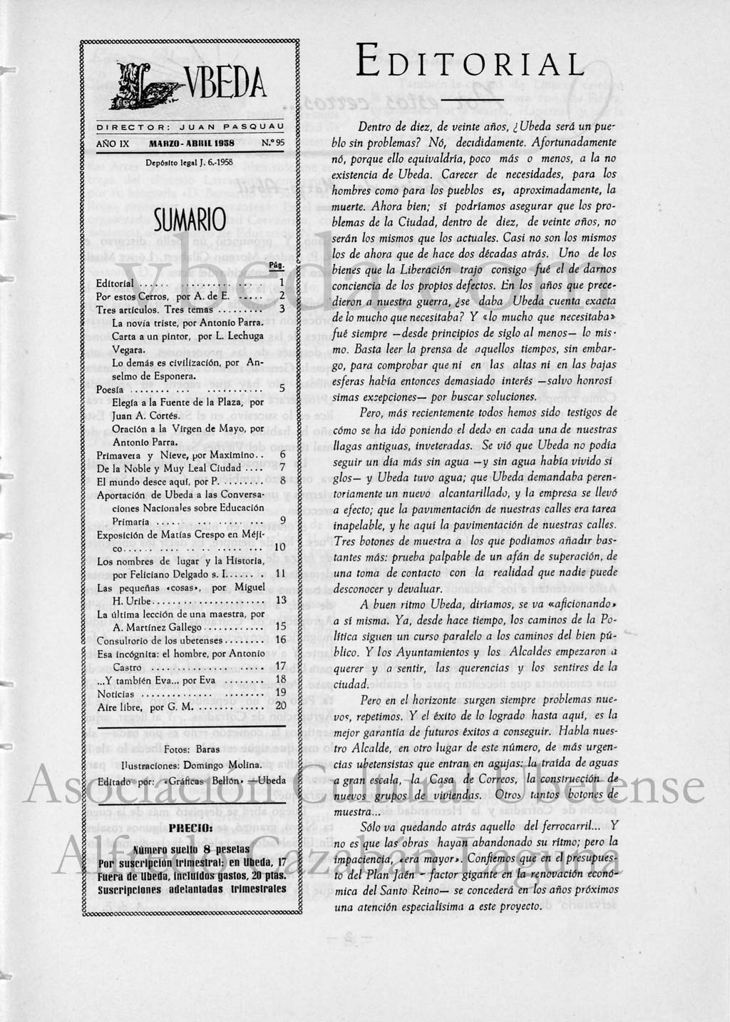 Revista Vbeda. Ao 9. N 95 de marzo-abril de 1958