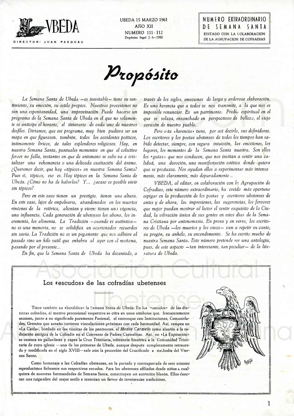 Revista Vbeda. Ao 12. N 111 y 112 de 15 de marzo de 1961