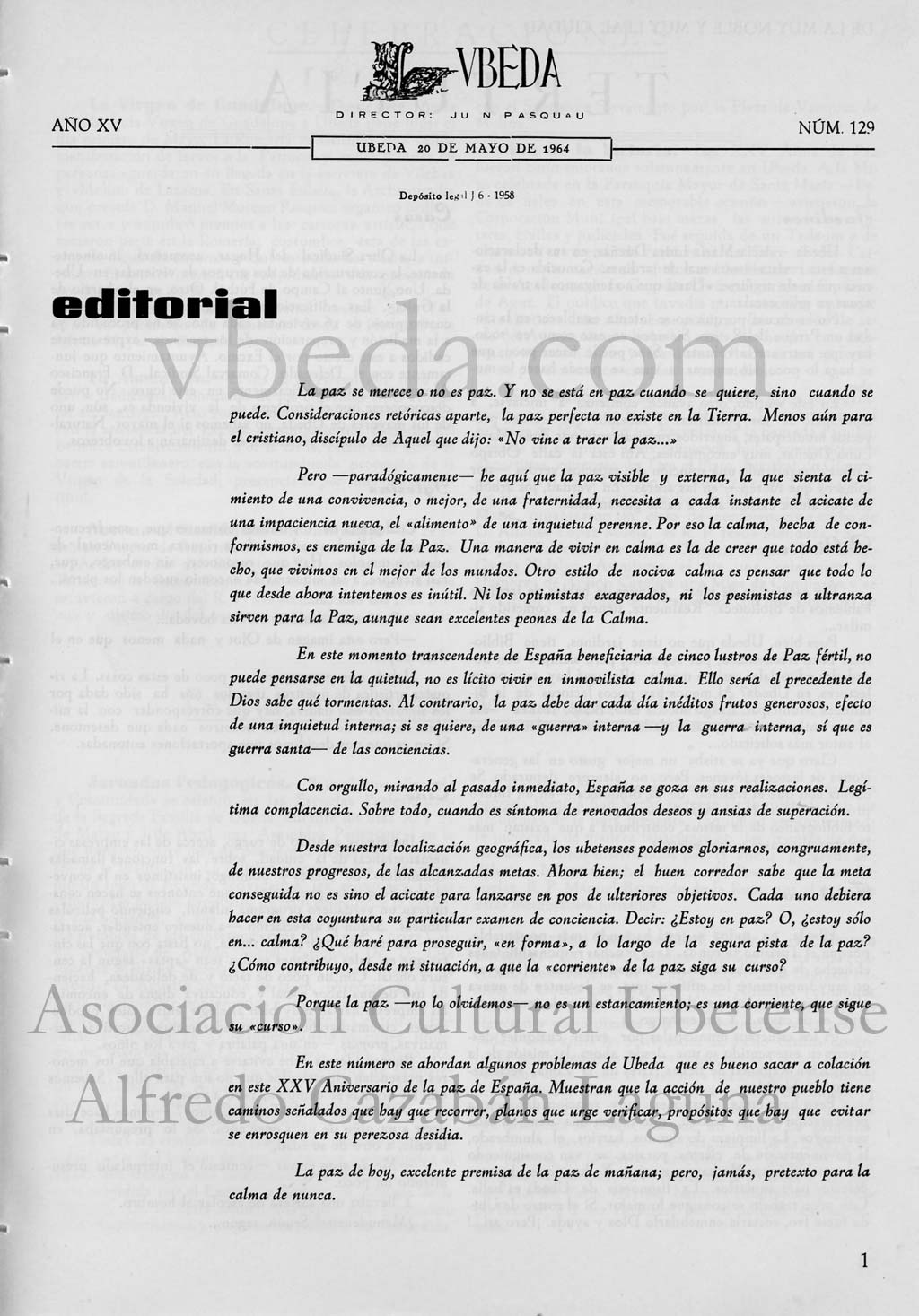Revista Vbeda. Ao 15. N 129 de 20 de mayo de 1964