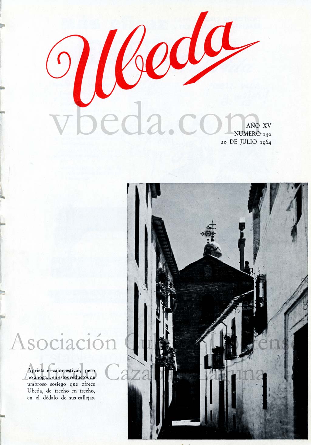 Revista Vbeda. AÃ±o 15. NÂº 130 de 20 de julio de 1964